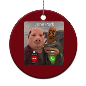 Tung Tung Tung Sahur John Pork Calling Ceramic Ornament Tralalero Tralala Meme Brainrot Funny
