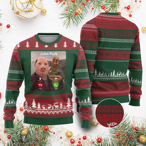 Tung Tung Tung Sahur John Pork Calling Ugly Christmas Sweater Tralalero Tralala Meme Brainrot Funny