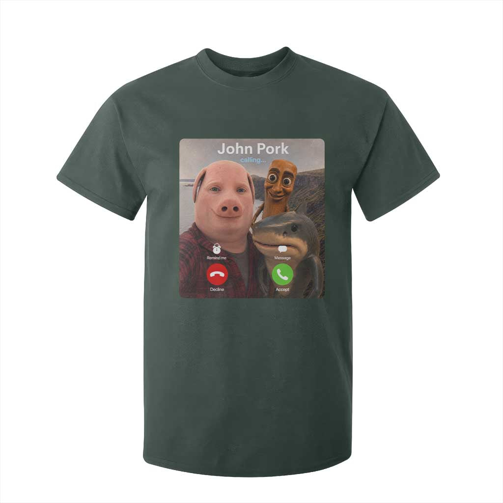 Tung Tung Tung Sahur John Pork Calling T Shirt For Kid Tralalero Tralala Meme Brainrot Funny