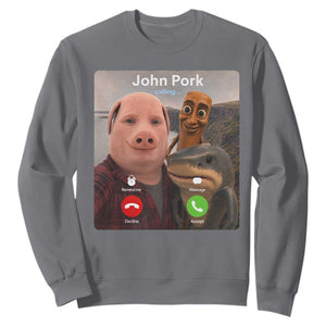 Tung Tung Tung Sahur John Pork Calling Sweatshirt Tralalero Tralala Meme Brainrot Funny