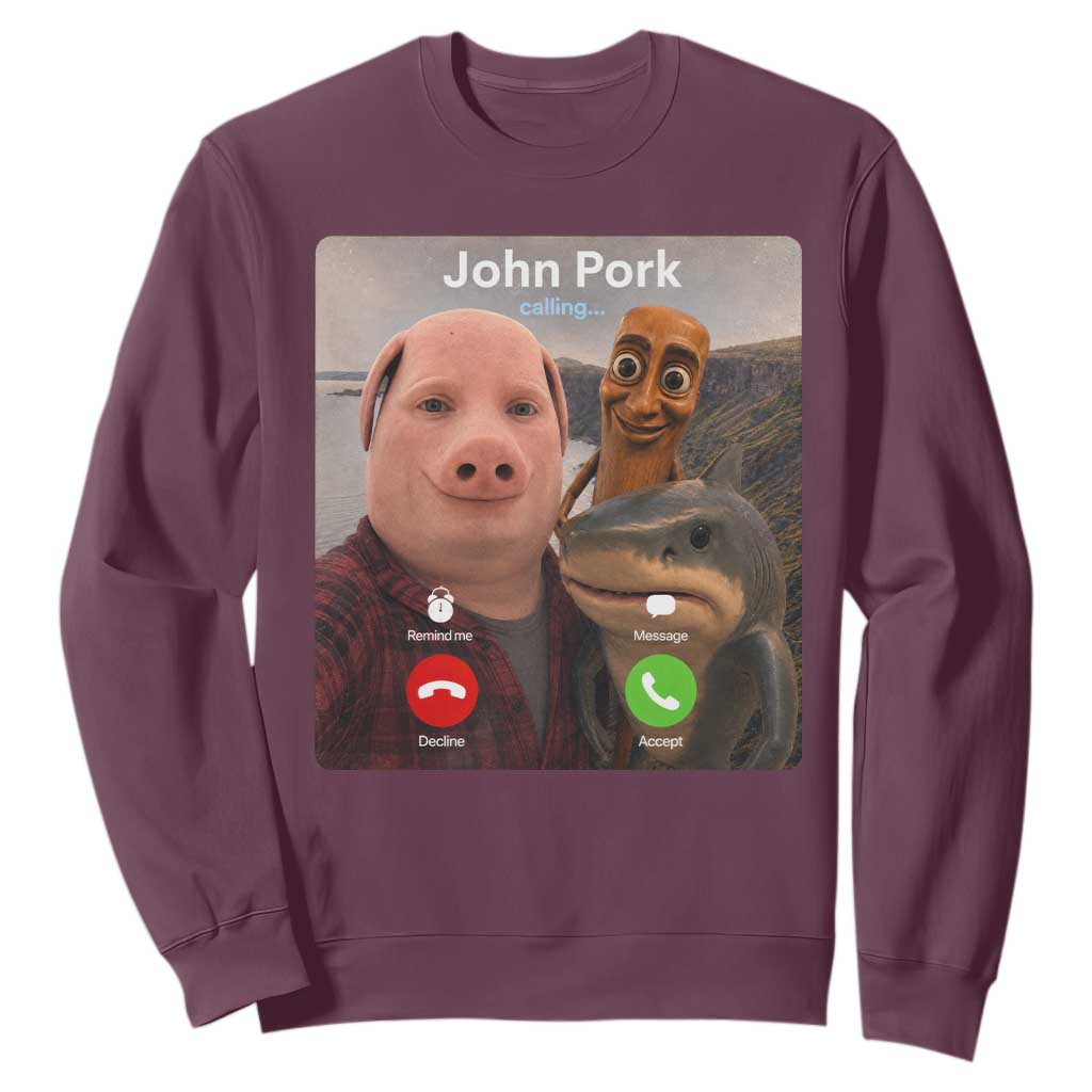 Tung Tung Tung Sahur John Pork Calling Sweatshirt Tralalero Tralala Meme Brainrot Funny