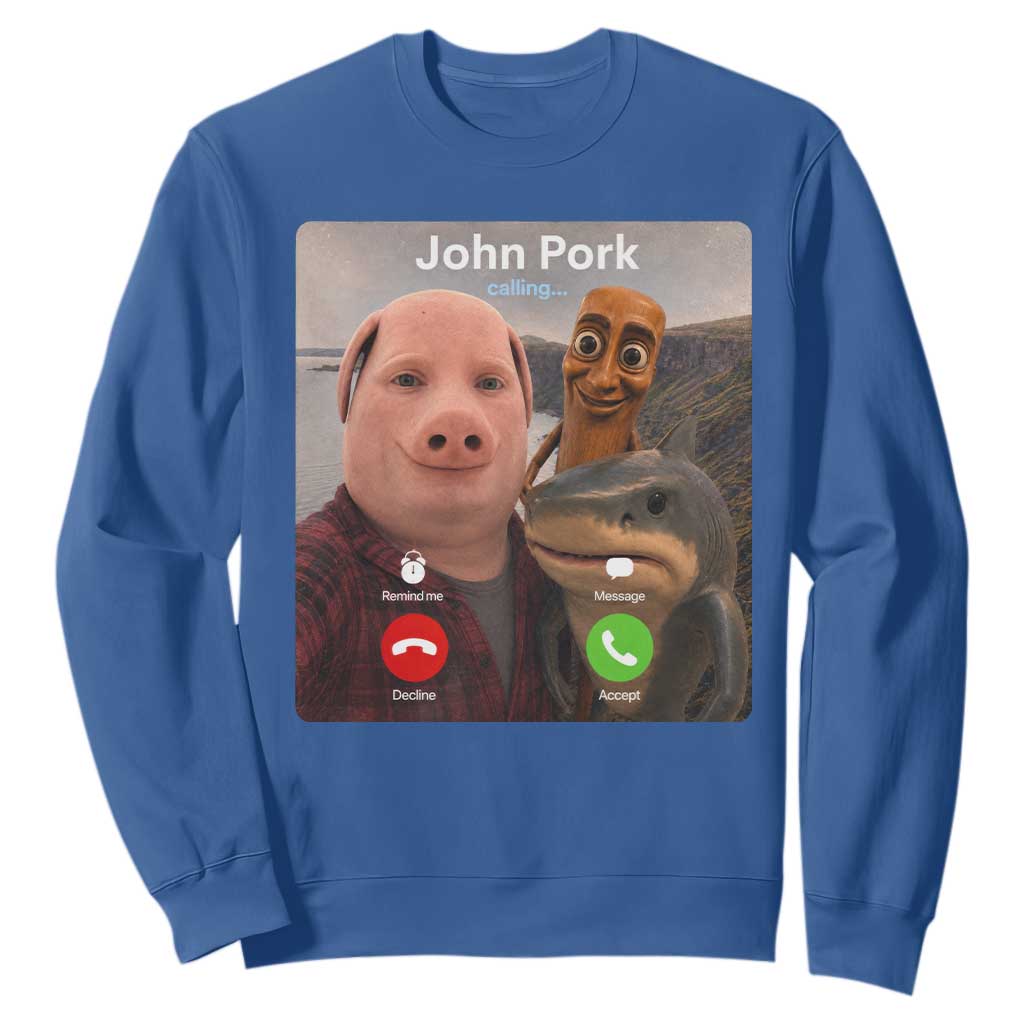 Tung Tung Tung Sahur John Pork Calling Sweatshirt Tralalero Tralala Meme Brainrot Funny