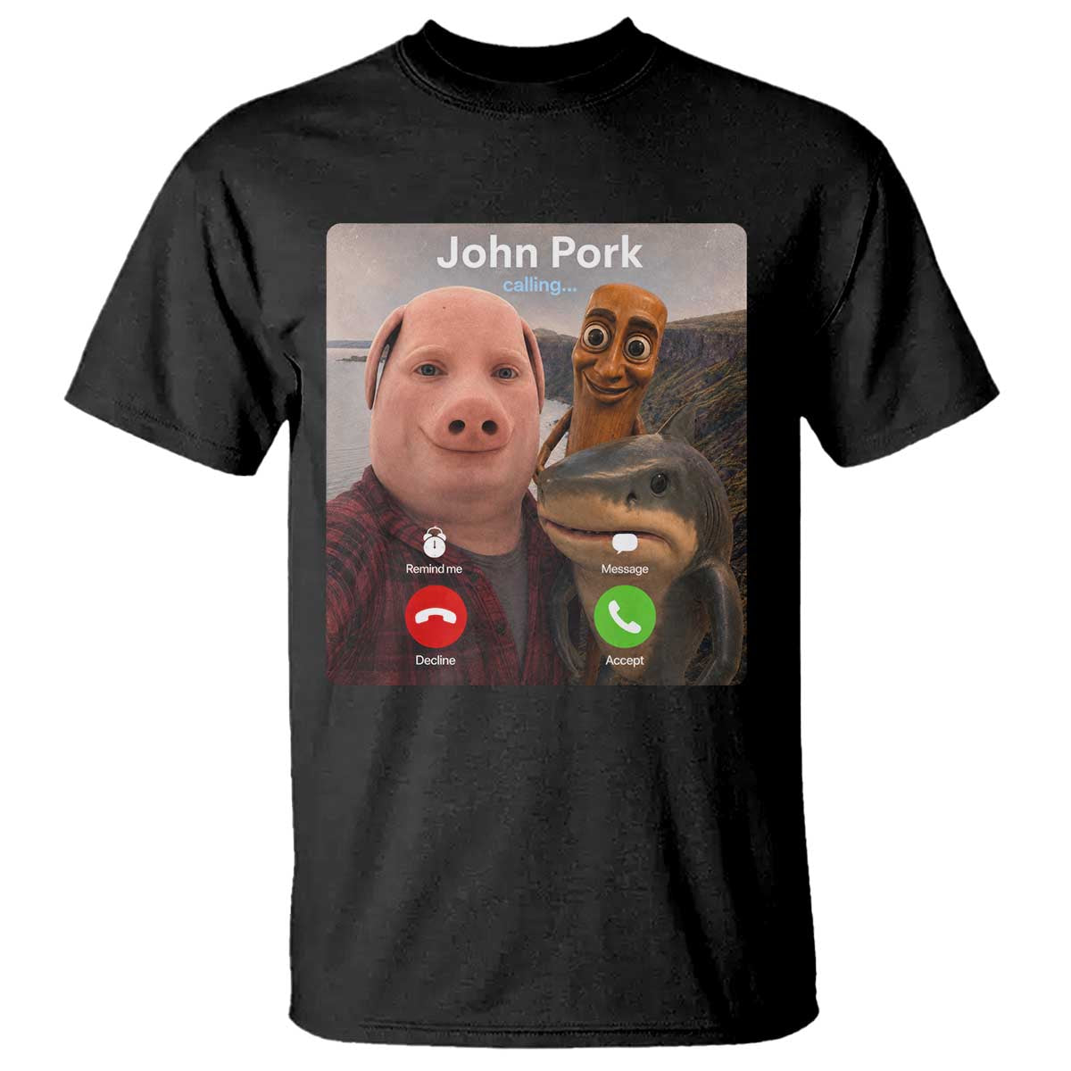 Tung Tung Tung Sahur John Pork Calling T Shirt Tralalero Tralala Meme Brainrot Funny TS10 Black Print Your Wear