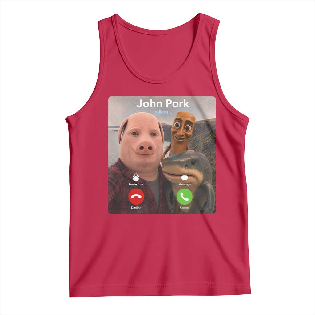 Tung Tung Tung Sahur John Pork Calling Tank Top Tralalero Tralala Meme Brainrot Funny