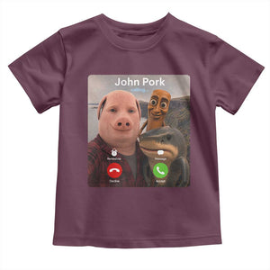 Tung Tung Tung Sahur John Pork Calling Toddler T Shirt Tralalero Tralala Meme Brainrot Funny