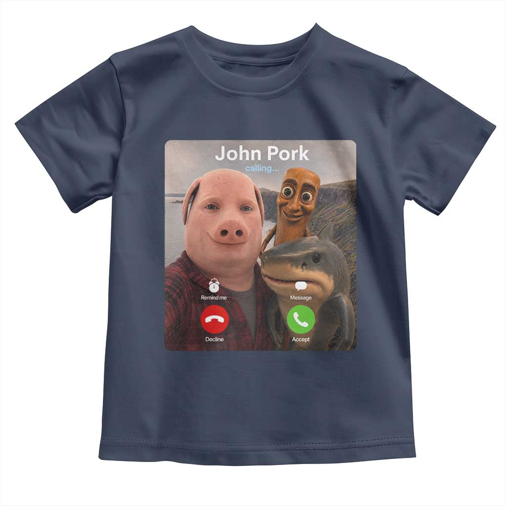 Tung Tung Tung Sahur John Pork Calling Toddler T Shirt Tralalero Tralala Meme Brainrot Funny