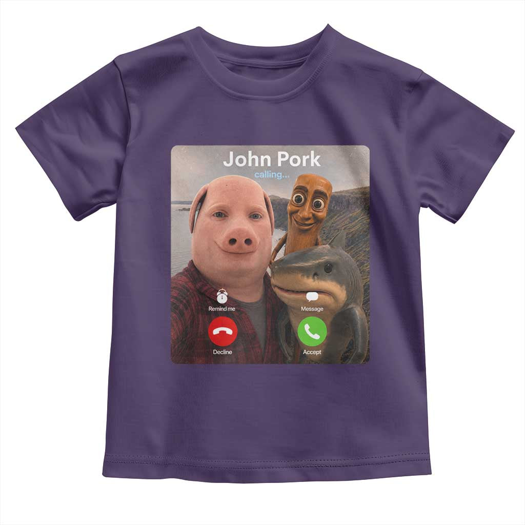 Tung Tung Tung Sahur John Pork Calling Toddler T Shirt Tralalero Tralala Meme Brainrot Funny