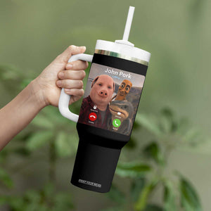 Tung Tung Tung Sahur John Pork Calling Tumbler With Handle Tralalero Tralala Meme Brainrot Funny