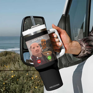 Tung Tung Tung Sahur John Pork Calling Tumbler With Handle Tralalero Tralala Meme Brainrot Funny