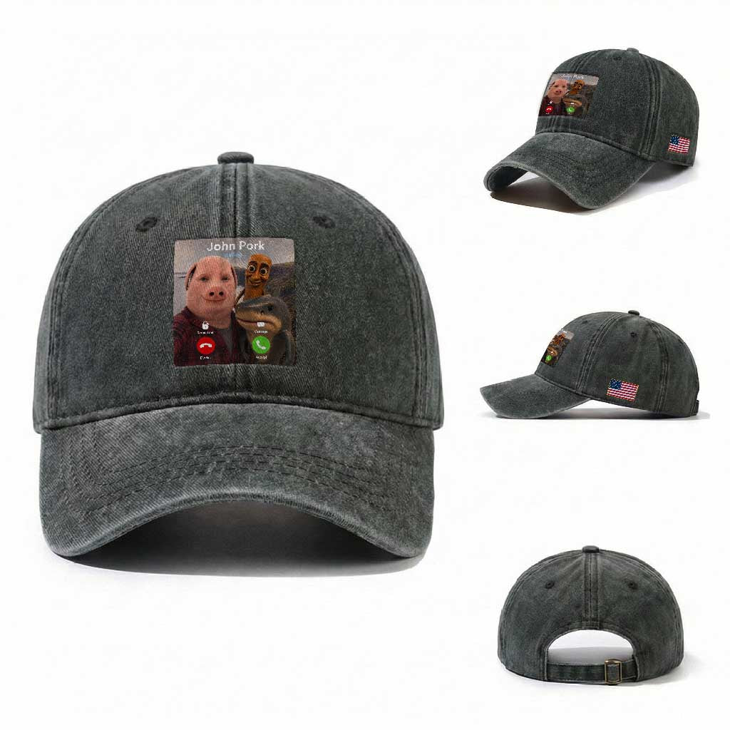 Tung Tung Tung Sahur John Pork Calling Washed Cotton Baseball Cap Tralalero Tralala Meme Brainrot Funny