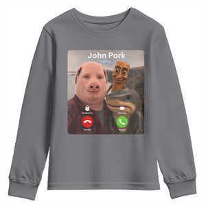 Tung Tung Tung Sahur John Pork Calling Youth Sweatshirt Tralalero Tralala Meme Brainrot Funny