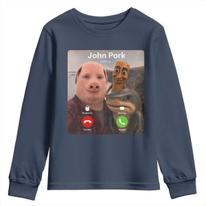 Tung Tung Tung Sahur John Pork Calling Youth Sweatshirt Tralalero Tralala Meme Brainrot Funny