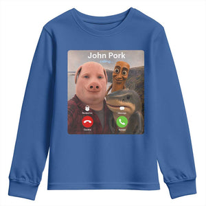 Tung Tung Tung Sahur John Pork Calling Youth Sweatshirt Tralalero Tralala Meme Brainrot Funny