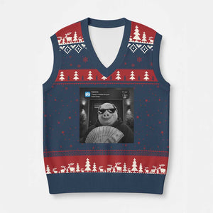 John Pork Meme V-Neck Knit Sweater Vest There Is Motion At Your Front Door Funny Brainrot
