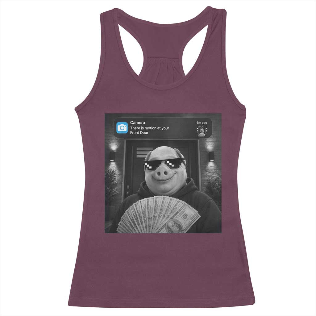 John Pork Meme Racerback Tank Top There Is Motion At Your Front Door Funny Brainrot