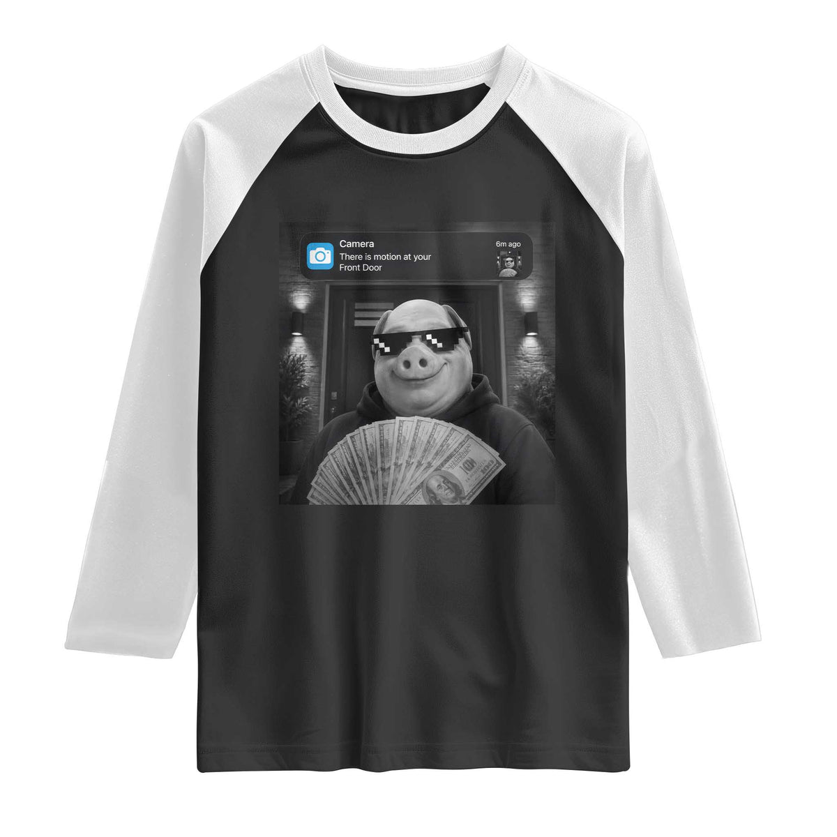 John Pork Meme Raglan Shirt There Is Motion At Your Front Door Funny Brainrot