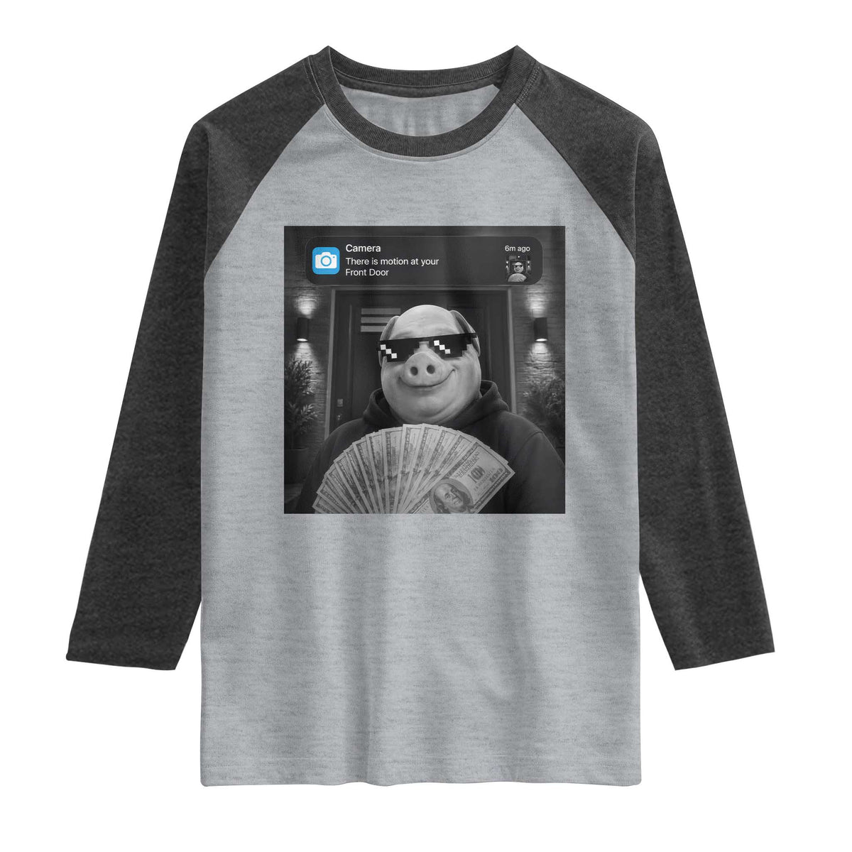 John Pork Meme Raglan Shirt There Is Motion At Your Front Door Funny Brainrot
