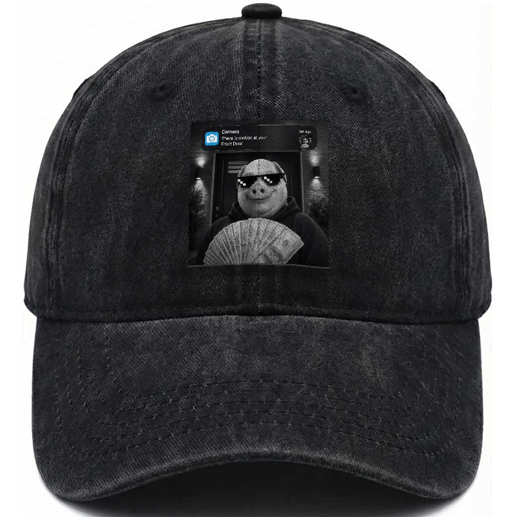 John Pork Meme Washed Cotton Baseball Cap There Is Motion At Your Front Door Funny Brainrot TS10 Print Your Wear
