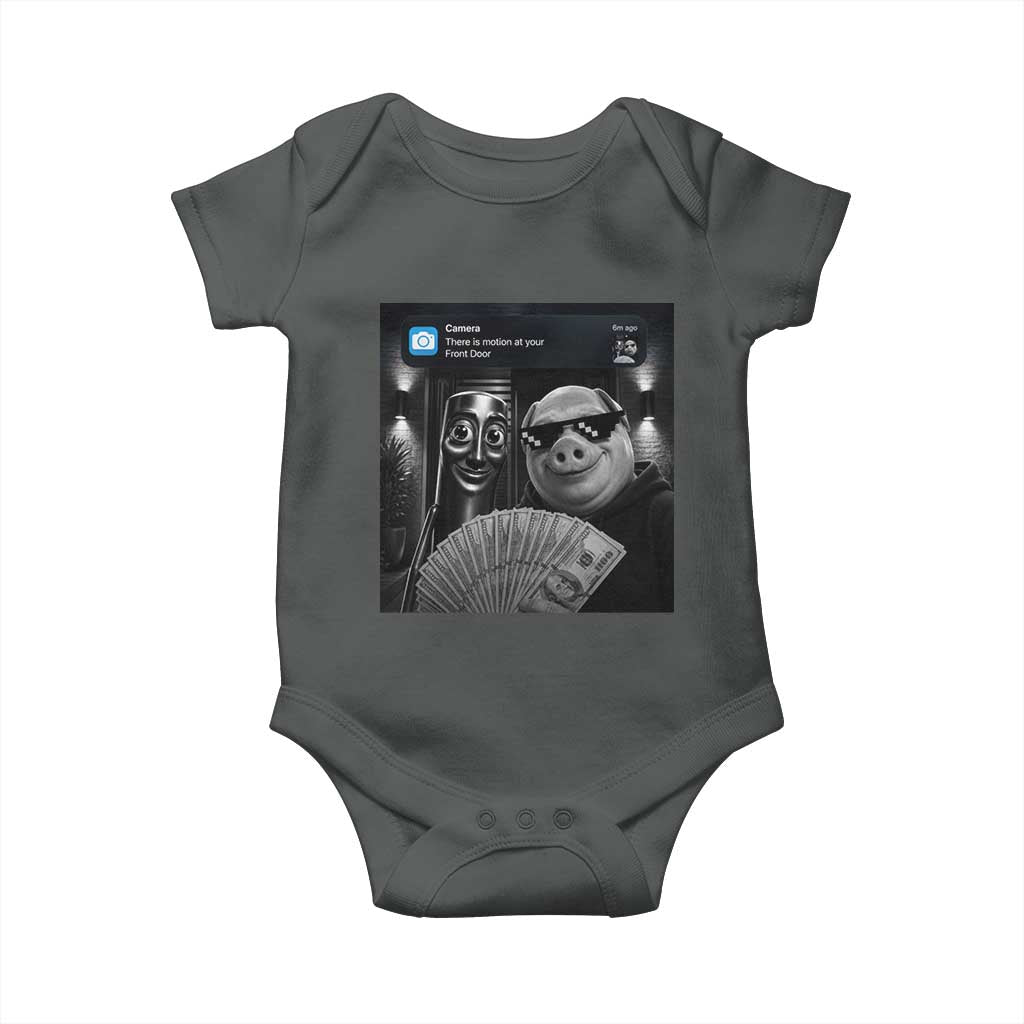 Tung Tung Tung Sahur John Pork Meme Brainrot Baby Onesie There Is Motion At Your Front Door