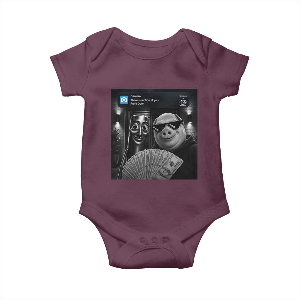 Tung Tung Tung Sahur John Pork Meme Brainrot Baby Onesie There Is Motion At Your Front Door