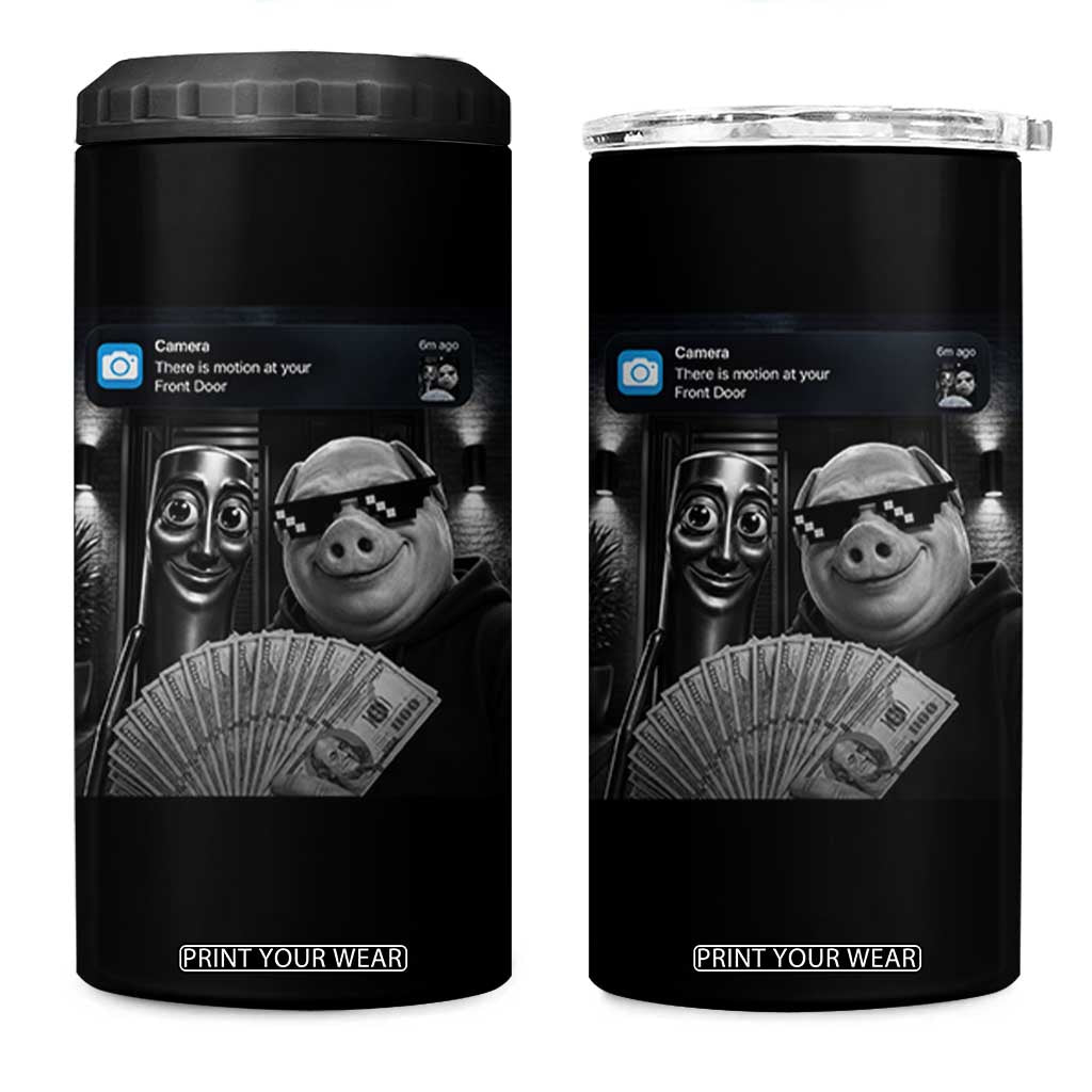 Tung Tung Tung Sahur John Pork Meme Brainrot 4 in 1 Can Cooler Tumbler There Is Motion At Your Front Door