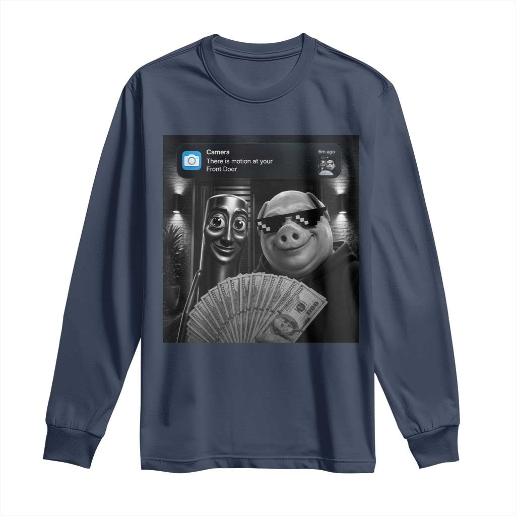 Tung Tung Tung Sahur John Pork Meme Brainrot Long Sleeve Shirt There Is Motion At Your Front Door