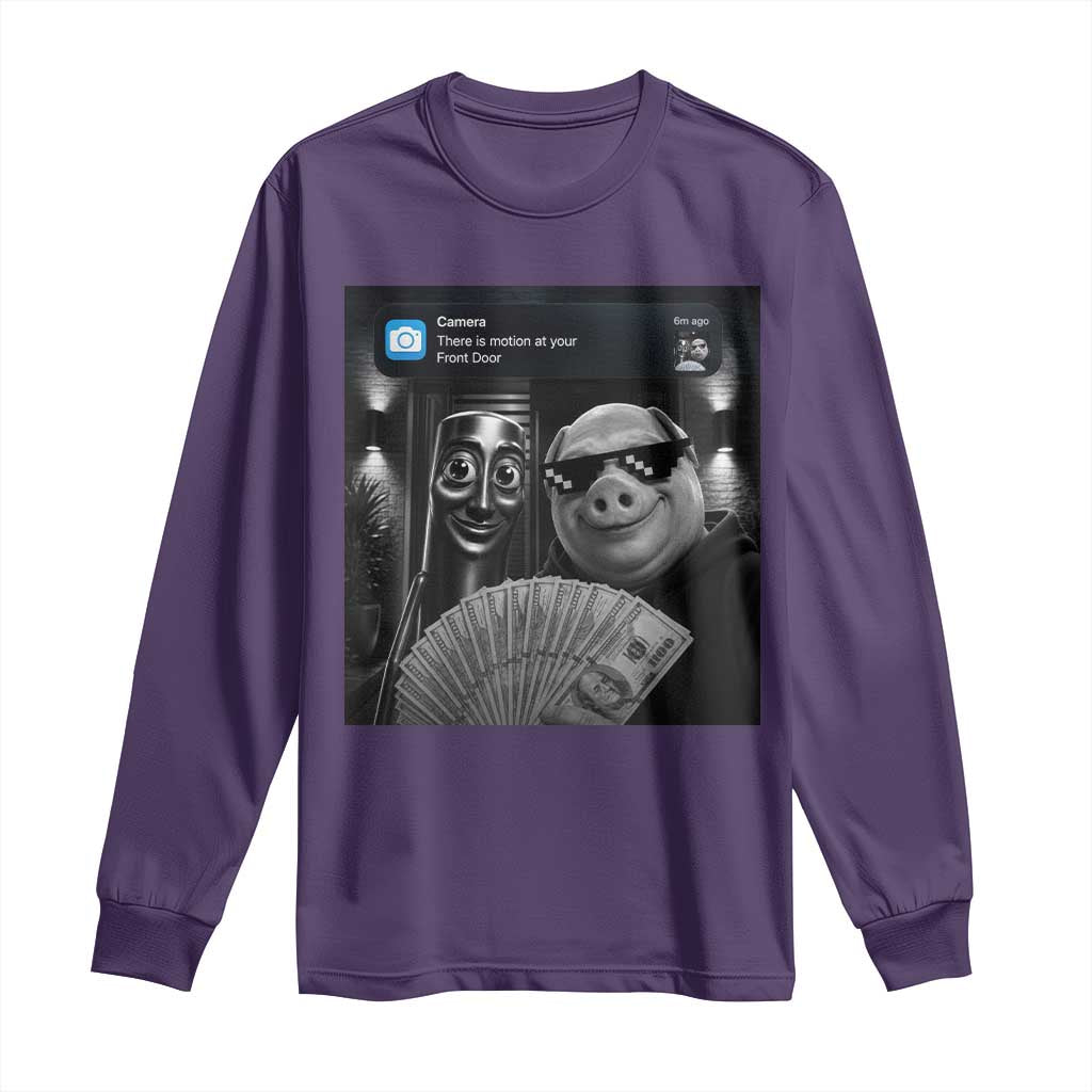 Tung Tung Tung Sahur John Pork Meme Brainrot Long Sleeve Shirt There Is Motion At Your Front Door