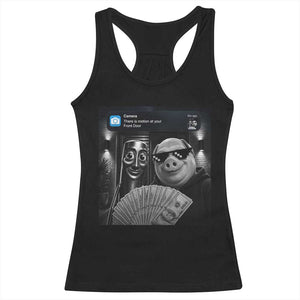 Tung Tung Tung Sahur John Pork Meme Brainrot Racerback Tank Top There Is Motion At Your Front Door
