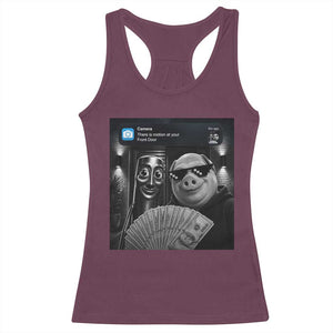 Tung Tung Tung Sahur John Pork Meme Brainrot Racerback Tank Top There Is Motion At Your Front Door