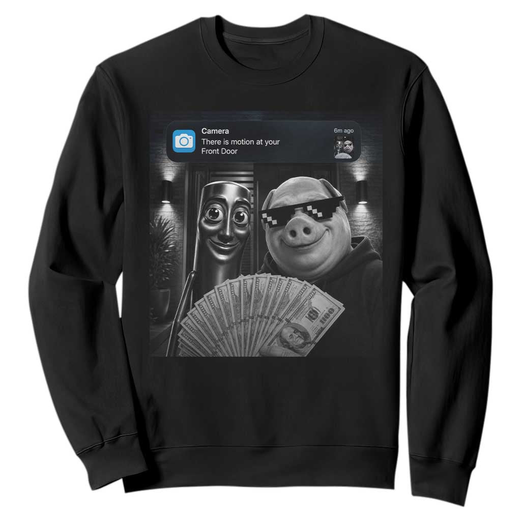 Tung Tung Tung Sahur John Pork Meme Brainrot Sweatshirt There Is Motion At Your Front Door