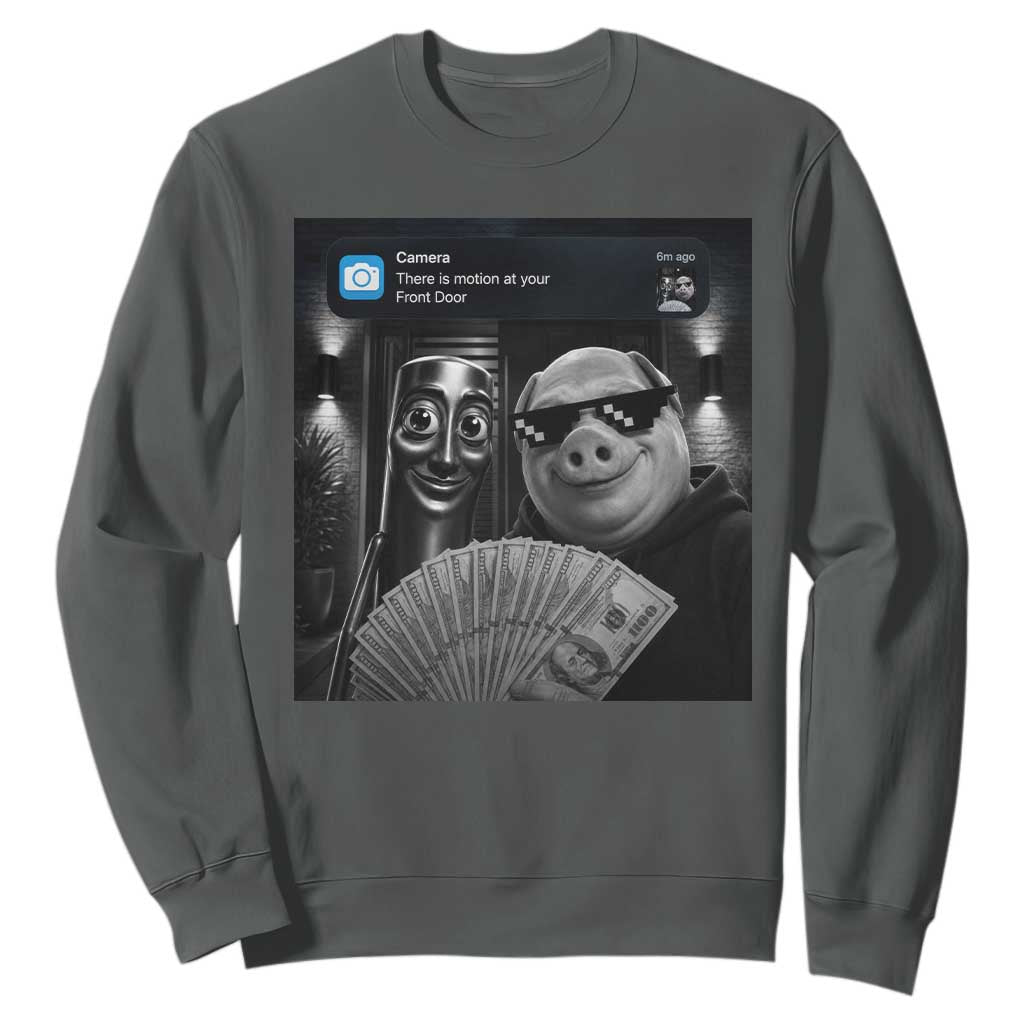Tung Tung Tung Sahur John Pork Meme Brainrot Sweatshirt There Is Motion At Your Front Door
