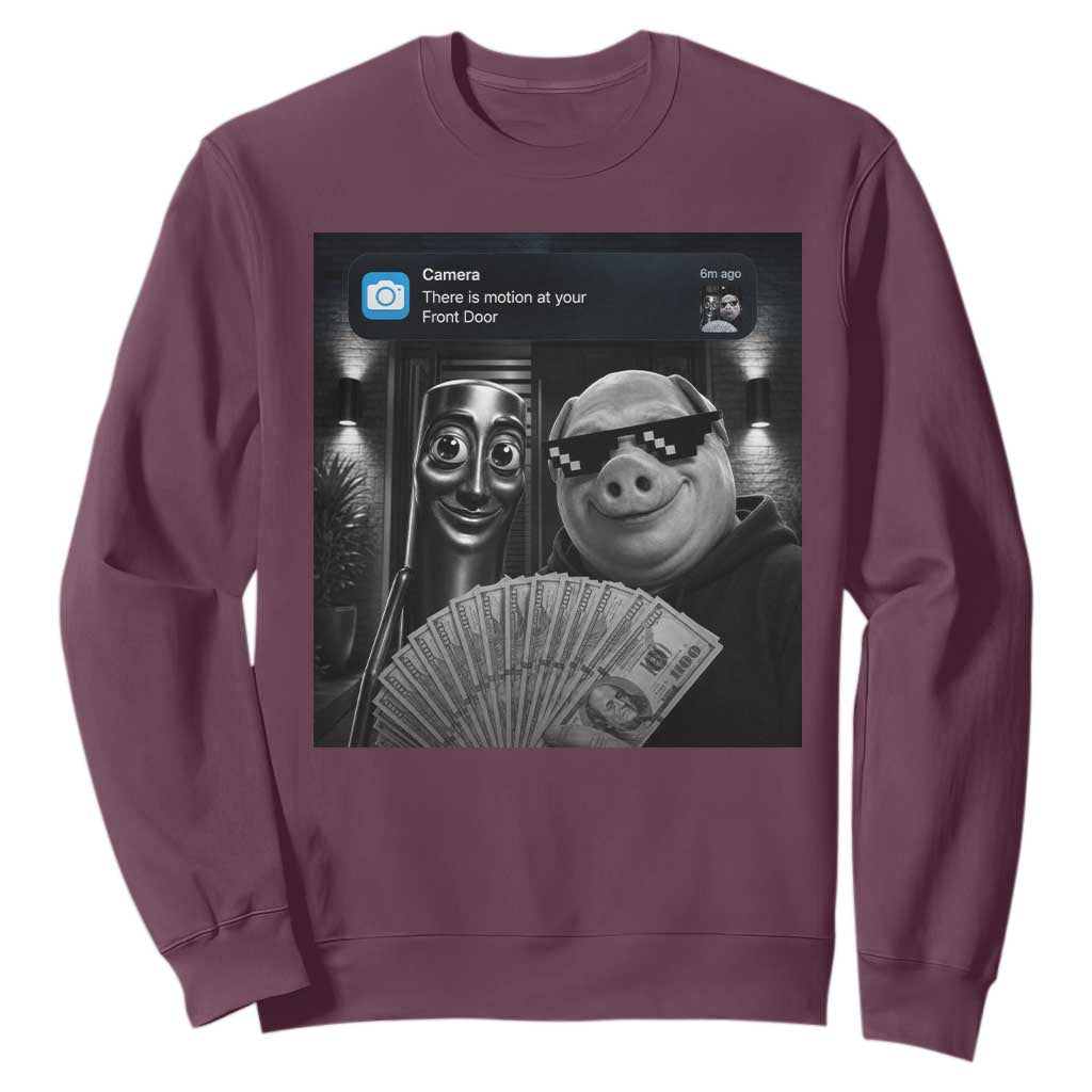 Tung Tung Tung Sahur John Pork Meme Brainrot Sweatshirt There Is Motion At Your Front Door