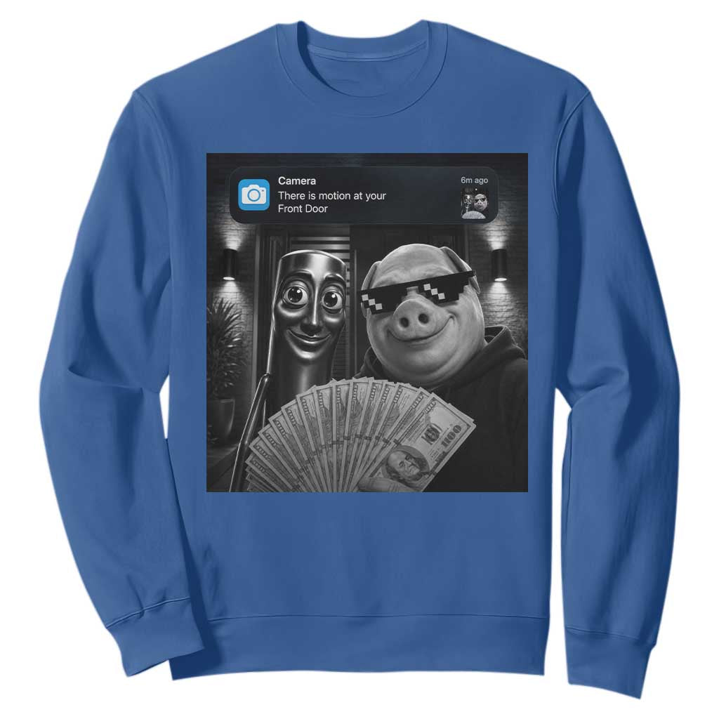 Tung Tung Tung Sahur John Pork Meme Brainrot Sweatshirt There Is Motion At Your Front Door