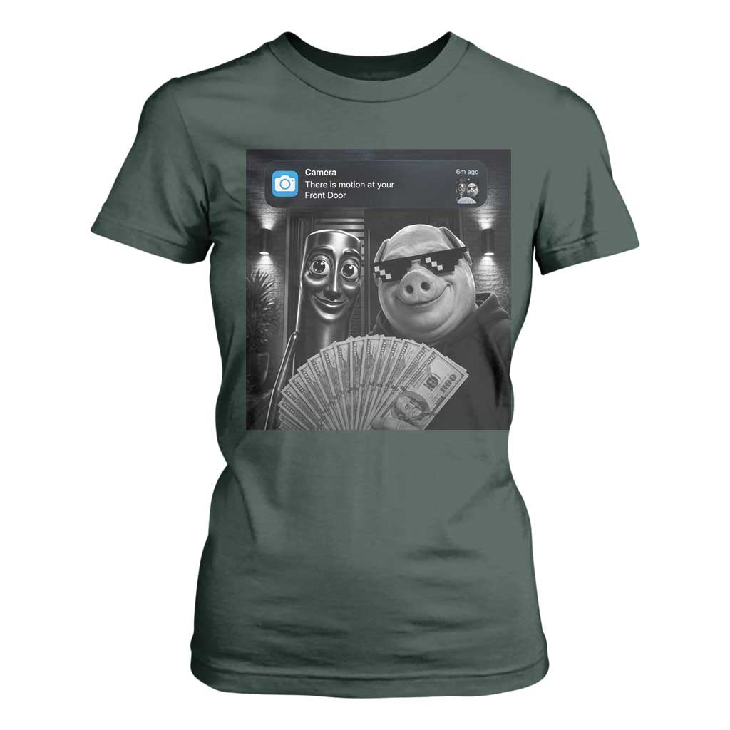 Tung Tung Tung Sahur John Pork Meme Brainrot T Shirt For Women There Is Motion At Your Front Door