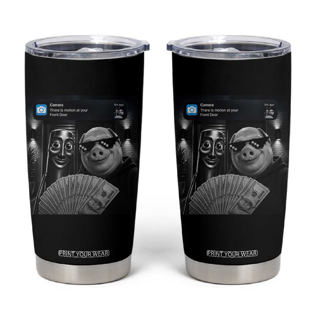 Tung Tung Tung Sahur John Pork Meme Brainrot Tumbler Cup There Is Motion At Your Front Door