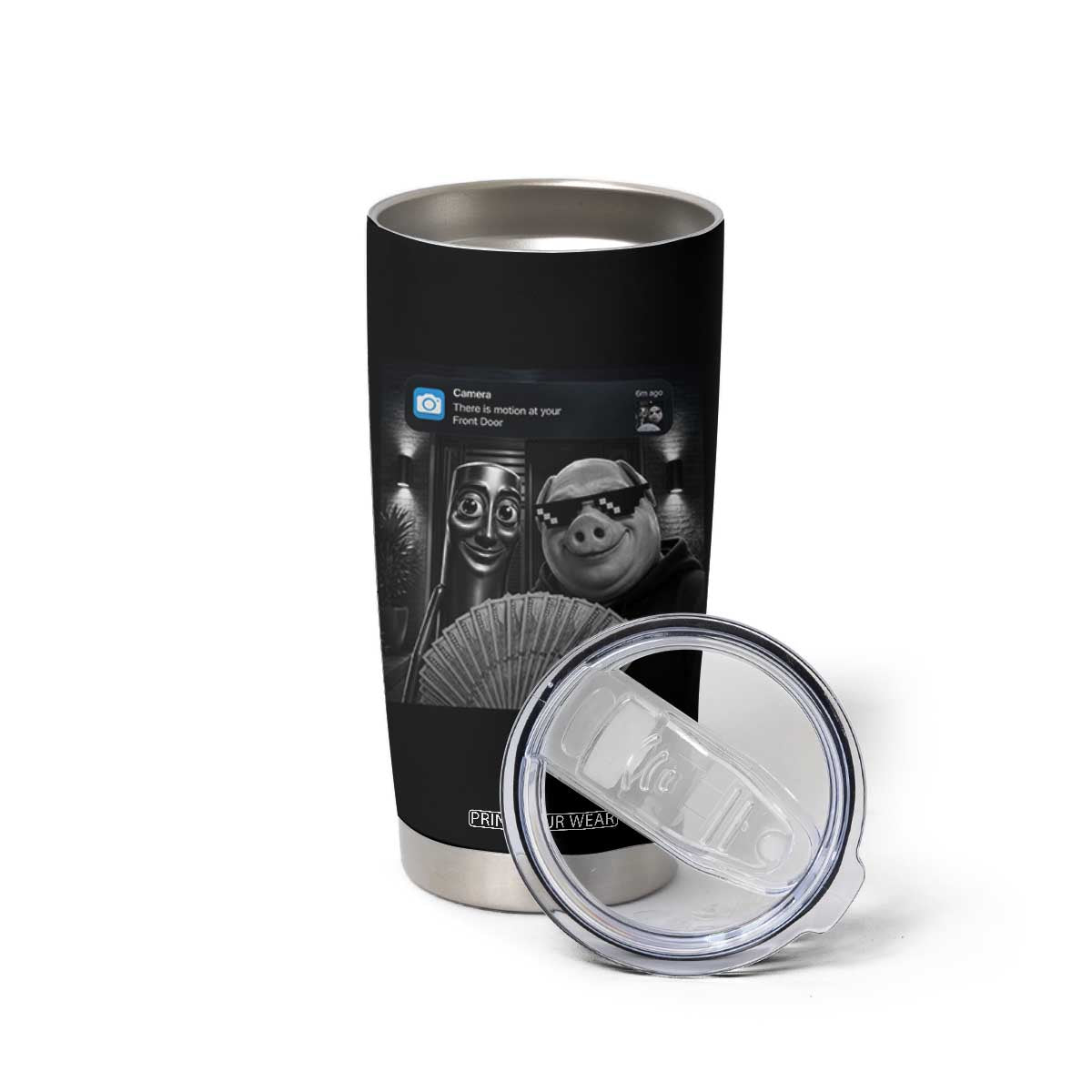 Tung Tung Tung Sahur John Pork Meme Brainrot Tumbler Cup There Is Motion At Your Front Door