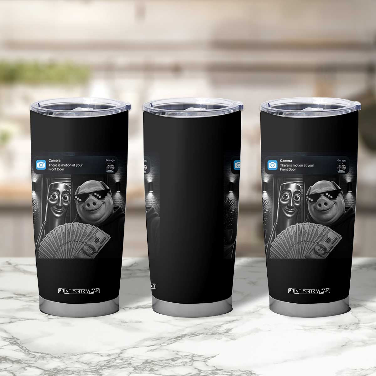 Tung Tung Tung Sahur John Pork Meme Brainrot Tumbler Cup There Is Motion At Your Front Door