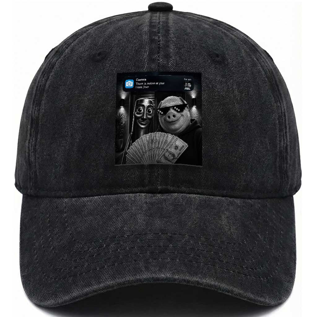Tung Tung Tung Sahur John Pork Meme Brainrot Washed Cotton Baseball Cap There Is Motion At Your Front Door TS10 Print Your Wear