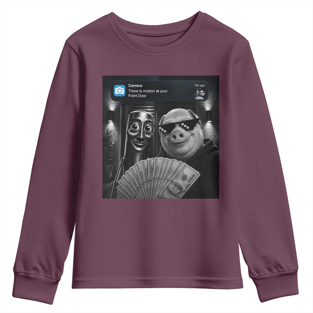 Tung Tung Tung Sahur John Pork Meme Brainrot Youth Sweatshirt There Is Motion At Your Front Door