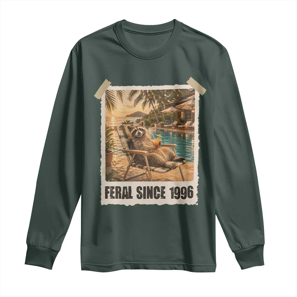 Funny Raccoon Feral Since 1996 30th Birthday Long Sleeve Shirt Vintage 30 Year Old Gift