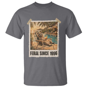 Funny Raccoon Feral Since 1996 30th Birthday T Shirt Vintage 30 Year Old Gift