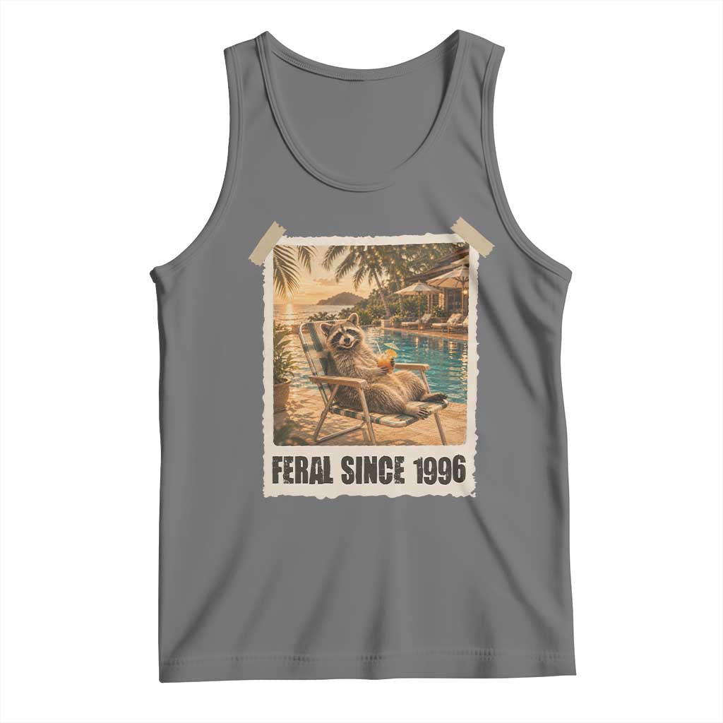 Funny Raccoon Feral Since 1996 30th Birthday Tank Top Vintage 30 Year Old Gift