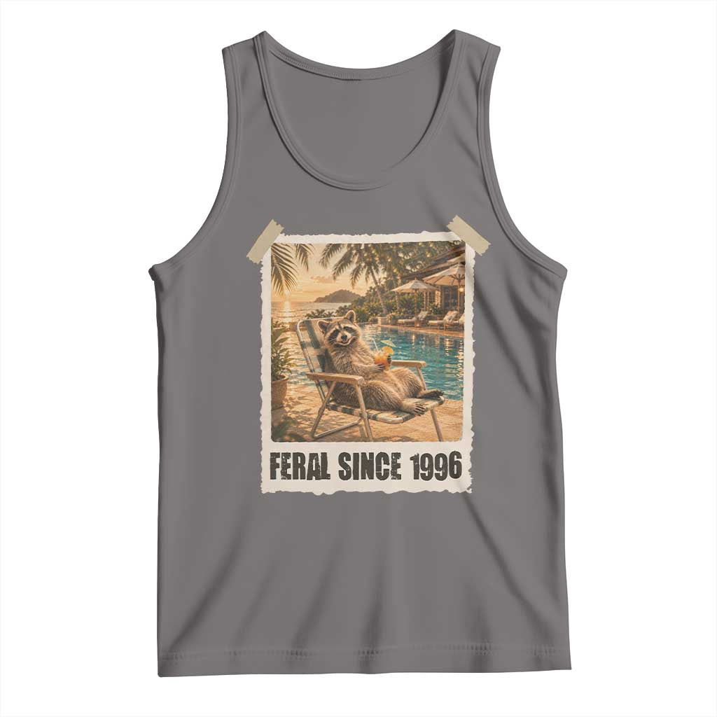 Funny Raccoon Feral Since 1996 30th Birthday Tank Top Vintage 30 Year Old Gift