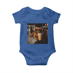 Funny Pitbull Drinking Iced Coffee Baby Onesie Vintage Pittie Dog Lovers Meme