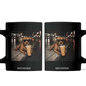 Funny Pitbull Drinking Iced Coffee Coffee Mug Vintage Pittie Dog Lovers Meme