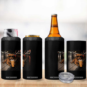 Funny Pitbull Drinking Iced Coffee 4 in 1 Can Cooler Tumbler Vintage Pittie Dog Lovers Meme