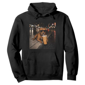 Funny Pitbull Drinking Iced Coffee Hoodie Vintage Pittie Dog Lovers Meme