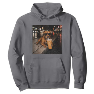 Funny Pitbull Drinking Iced Coffee Hoodie Vintage Pittie Dog Lovers Meme