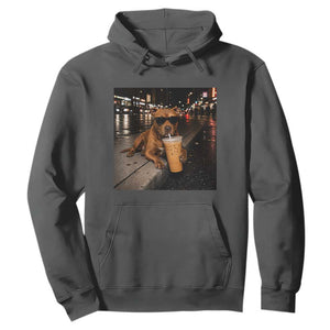 Funny Pitbull Drinking Iced Coffee Hoodie Vintage Pittie Dog Lovers Meme