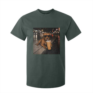 Funny Pitbull Drinking Iced Coffee T Shirt For Kid Vintage Pittie Dog Lovers Meme